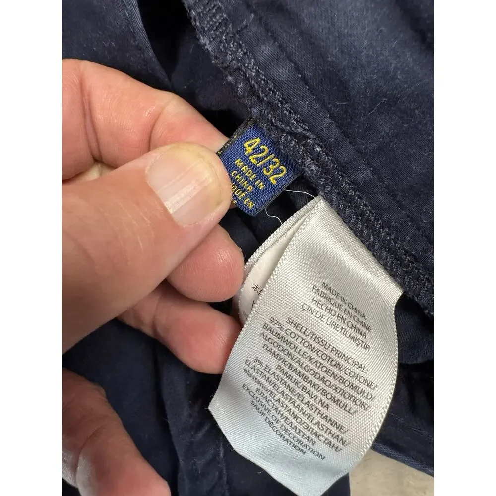 Polo Ralph Lauren Mens Pants 42x32 Black Classic Fit Cotton Chino Casual